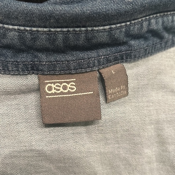 Blue Denim Look ASOS Button Uo - Picture 5 of 6